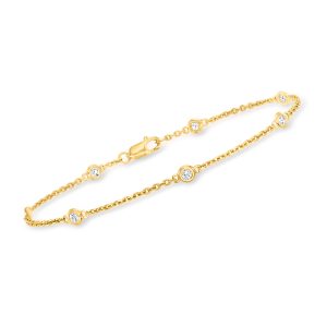 .25 ct. t.w. Bezel-Set Diamond Station Bracelet in 18kt Gold Over Sterling