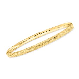 Italian 10kt Yellow Gold Brushed Bangle Bracelet