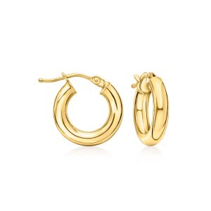 Italian 10kt Yellow Gold Huggie Hoop Earrings. 1/2"