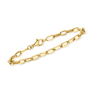 18kt Gold Over Solid Sterling Paper Clip Link Bracelet