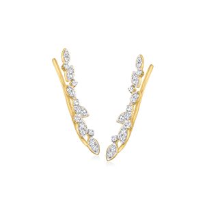 .20 ct. t.w. Diamond Leaf Ear Climbers in 14kt Yellow Gold