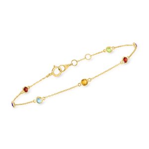 .69 ct. t.w. Multi-Gemstone Station Bracelet in 14kt Yellow Gold
