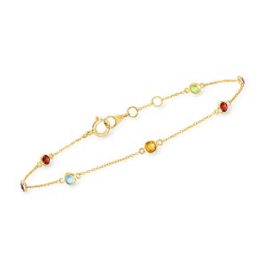 .69 ct. t.w. Multi-Gemstone Station Bracelet in 14kt Yellow Gold