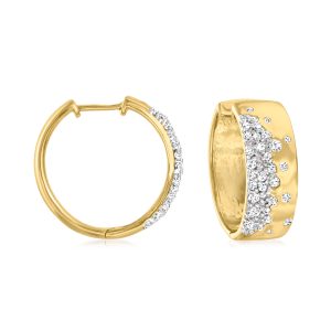 .50 ct. t.w. Scattered-Diamond Hoop Earrings in 18kt Gold Over Sterling. 5/8"