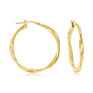 Italian 18kt Gold Over Sterling Twisted Hoop Earrings. 1 3/8"