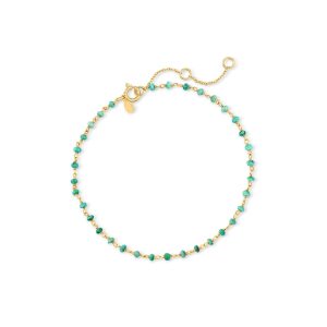 3mm Turquoise Bead Anklet in 18kt Gold Over Sterling. 9"