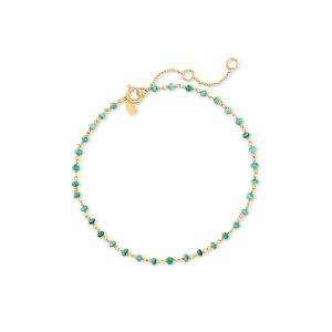 3mm Turquoise Bead Anklet in 18kt Gold Over Sterling. 9"