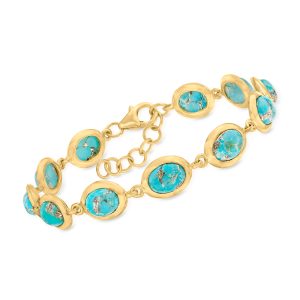 Turquoise Bracelet in 18kt Gold Over Sterling