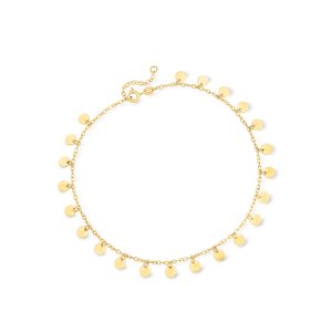 Italian 14kt Yellow Gold Circle-Station Anklet. 9"