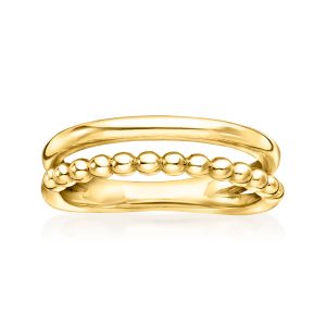 Italian 18kt Gold Over Sterling Two-Row Beaded Ring