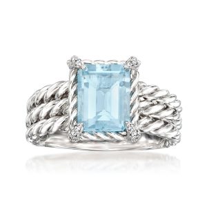 3.00 Carat Sky Blue Topaz Ring with White Topaz in Sterling Silver