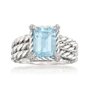 3.00 Carat Sky Blue Topaz Ring with White Topaz in Sterling Silver