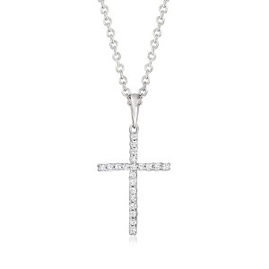 Diamond Cross Pendant Necklace in Sterling Silver