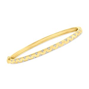 .10 ct. t.w. Diamond Star Bangle Bracelet in 18kt Gold Over Sterling