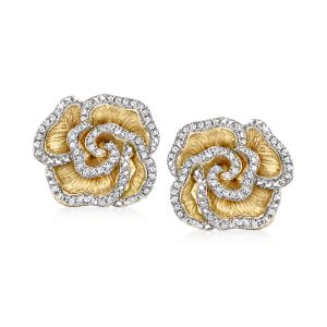.20 ct. t.w. Diamond Flower Earrings in 18kt Gold Over Sterling