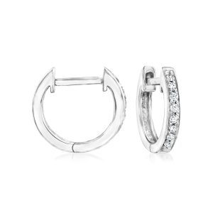 .10 ct. t.w. Diamond Huggie Hoop Earrings in Sterling Silver. 1/4"