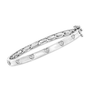 .15 ct. t.w. Diamond Heart Bangle Bracelet in Sterling Silver