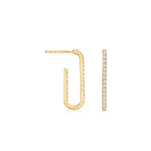 .50 ct. t.w. Diamond Paper Clip Link Hoop Earrings in 14kt Yellow Gold. 7/8"