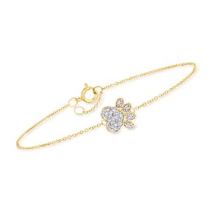 .10 ct. t.w. Diamond Paw Print Bracelet in 10kt Yellow Gold