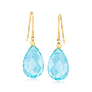 13.00 ct. t.w. Sky Blue Topaz Drop Earrings in 10kt Yellow Gold