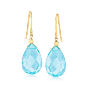 13.00 ct. t.w. Sky Blue Topaz Drop Earrings in 10kt Yellow Gold