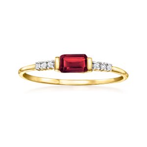 .30 Carat Garnet Ring with Diamonds in 14kt Yellow Gold