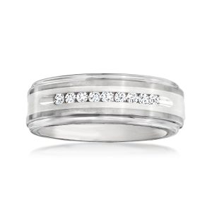Men's .27 ct. t.w. Diamond Wedding Band in Tungsten Carbide and Sterling Silver
