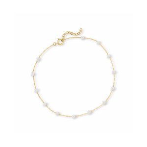 3-3.5mm Cultured Pearl Station Anklet in 10kt Yellow Gold. 9"