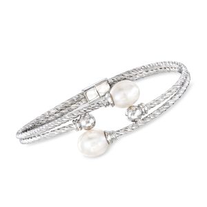 7-8mm Cultured Pearl Cuff Bracelet in Sterling Silver