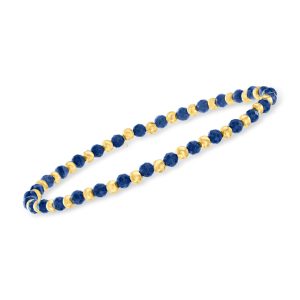 6.00 ct. t.w. Sapphire and 10kt Yellow Gold Bead Stretch Bracelet