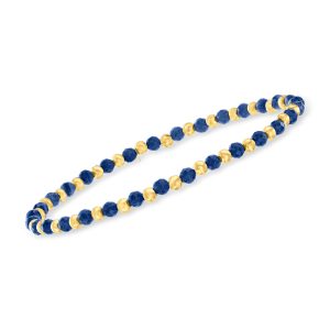 6.00 ct. t.w. Sapphire and 10kt Yellow Gold Bead Stretch Bracelet