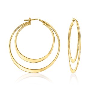 Italian 18kt Gold Over Sterling Double-Hoop Earrings. 1 3/4"