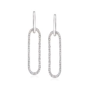 .15 ct. t.w. Diamond Paper Clip Link Removable Hoop Drop Earrings in Sterling Silver