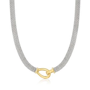 Two-Tone Sterling Silver Bismark-Link Necklace
