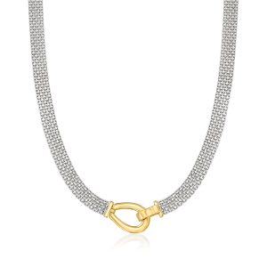 Two-Tone Sterling Silver Bismark-Link Necklace