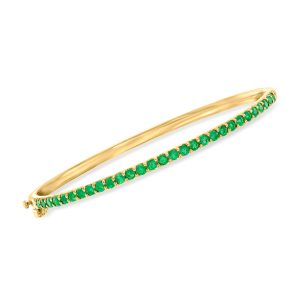 1.70 ct. t.w. Emerald Bangle Bracelet in 18kt Gold Over Sterling