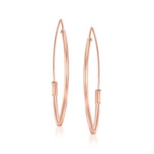 Italian 14kt Rose Gold Marquise-Shaped Hoop Earrings. 1 1/4"