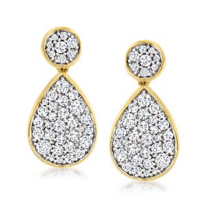 1.00 ct. t.w. Diamond Cluster Teardrop Earrings in 14kt Yellow Gold