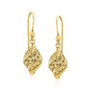 18kt Gold Over Sterling Filigree Drop Earrings