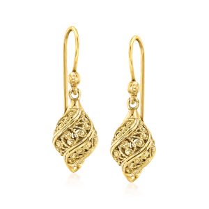 18kt Gold Over Sterling Filigree Drop Earrings