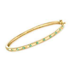 .30 ct. t.w. Emerald Bangle Bracelet in 18kt Gold Over Sterling