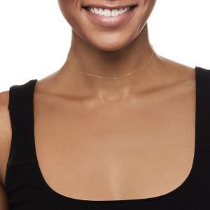 14kt Two-Tone Gold Bead-Chain Choker Necklace. 13"