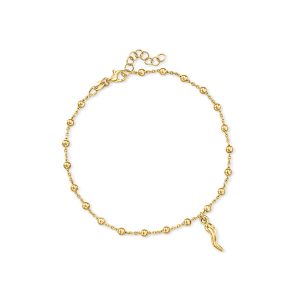 18kt Gold Over Sterling Italian Horn Bead Station Anklet. 9"