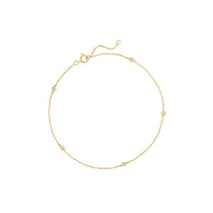 .10 ct. t.w. Diamond Station Anklet in 14kt Yellow Gold. 9"