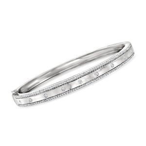 .70 ct. t.w. Diamond Studded Bangle Bracelet in Sterling Silver