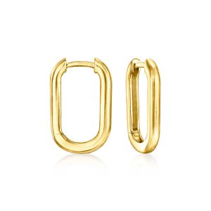 Italian 18kt Gold Over Sterling Medium Paper Clip Link Hoop Earrings. 3/4"