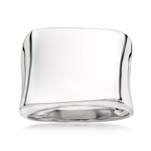 Italian Sterling Silver Asymmetrical Square-Top Ring