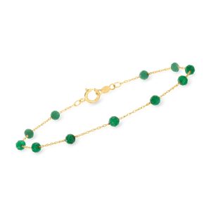 1.60 ct. t.w. Emerald Bead Station Bracelet in 14kt Yellow Gold