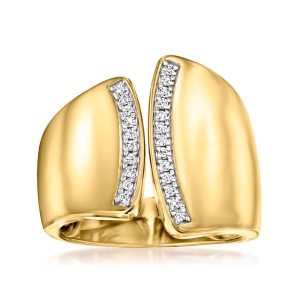 .15 ct. t.w. Diamond Asymmetrical Ring in 18kt Gold Over Sterling