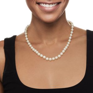 8-9mm Cultured Pearl Jewelry Set: Bracelet, Necklace and Drop Earrings with Sterling Silver. 18"